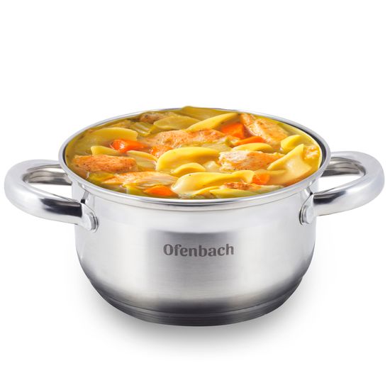 Набор кастрюль 6 предметов ( 1,1 л; 1,7 л; 2,4 л) Ofenbach NB 100002 из нержавеющей стали