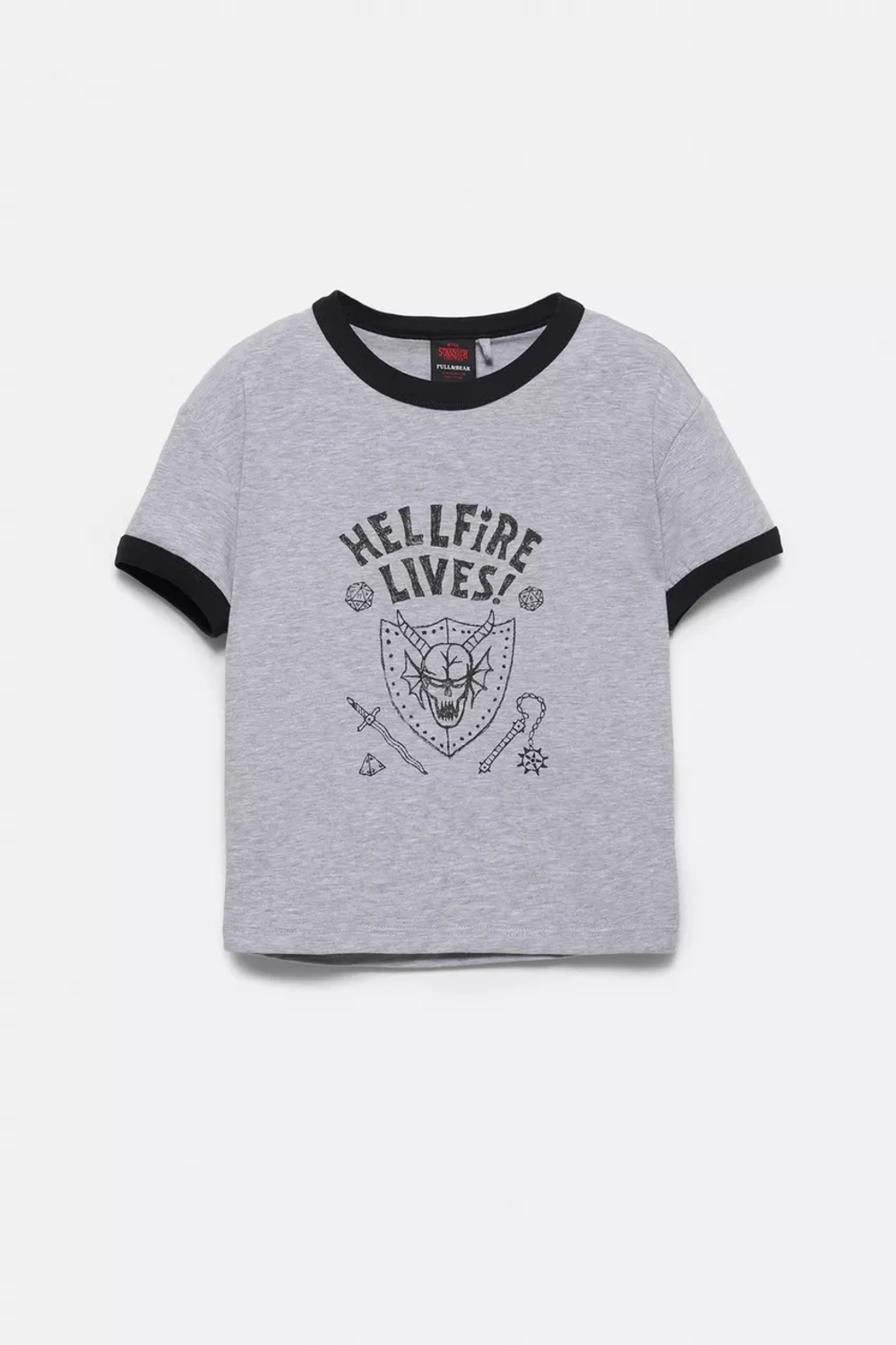 PULL&BEAR Футболка "Stranger Things ", серый меланж