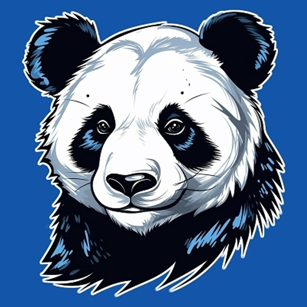 принт PewPewCat Панда на синей