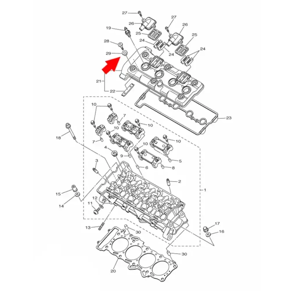 Yamaha 5VY-1111G-00-00 Прокладка болта клапанной крышки