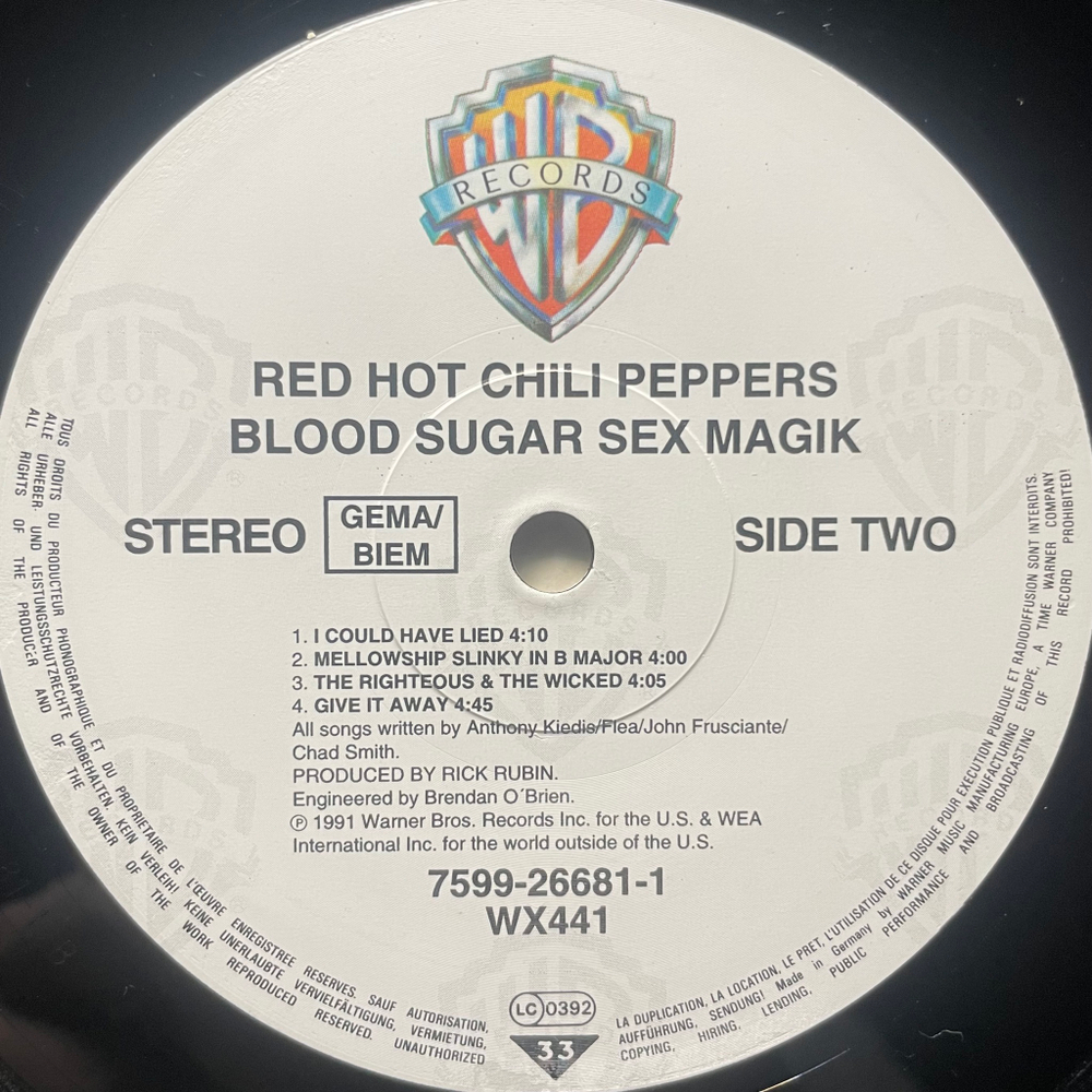 Red Hot Chili Peppers ‎– Blood Sugar Sex Magik 2LP (германия 1991г.)