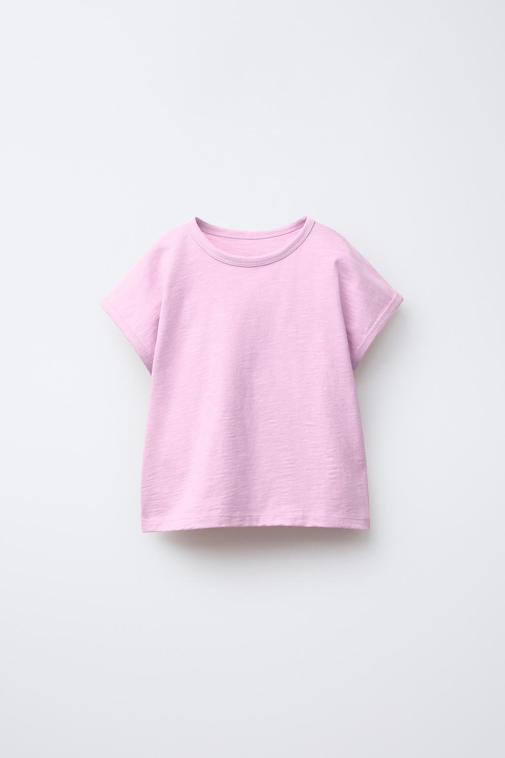 ZARA ОДНОТОННАЯ ФУТБОЛКА ИЗ РЕЛЬЕФНОЙ ТКАНИ, ЛИЛОВЫЙ