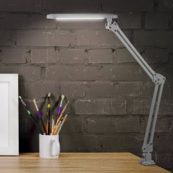 Настольный светильник ЭРА NLED-441-7W-S светодиодный на струбцине серебро | Светодиодные настольные лампы