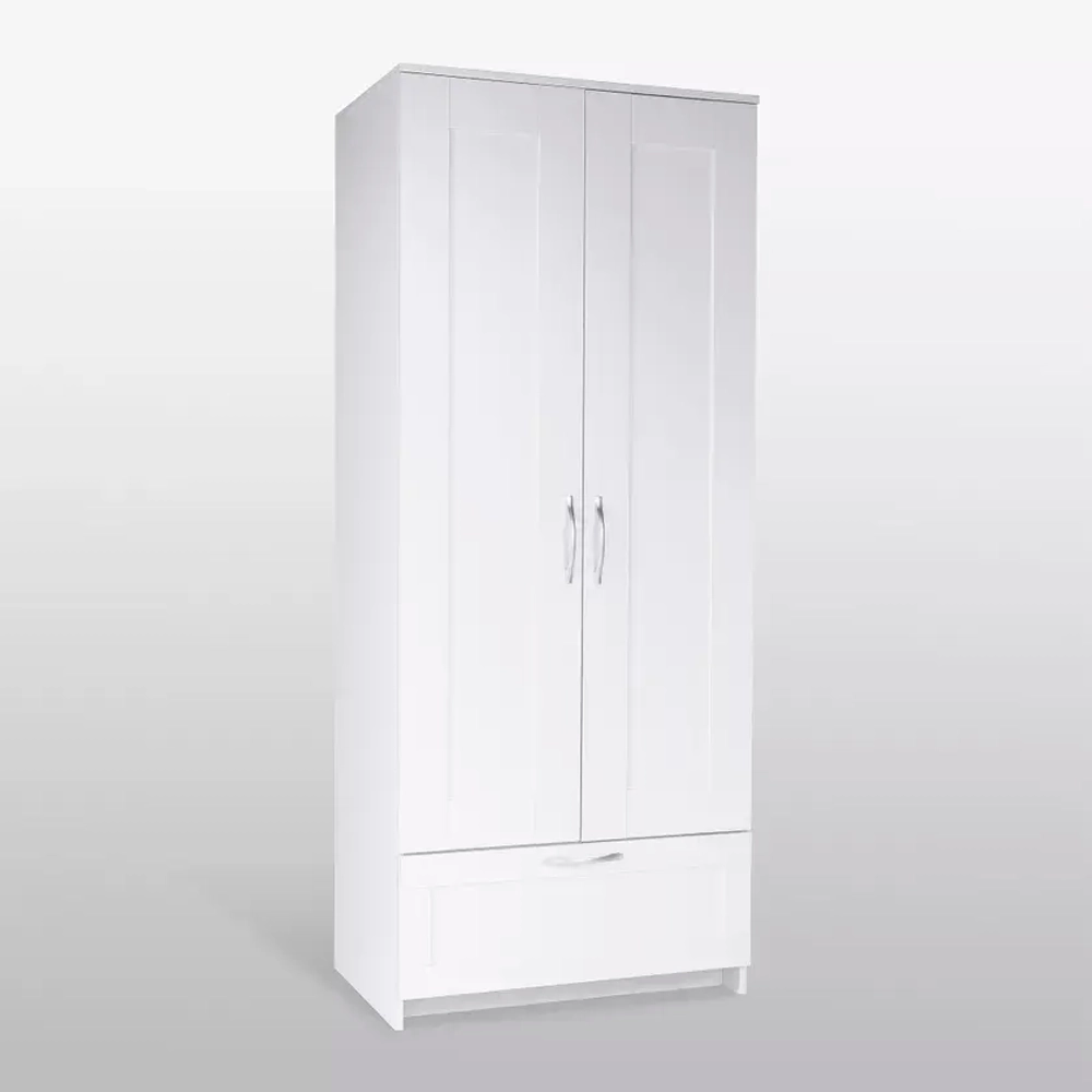 Сириус шкаф 2 двери 1 ящик 780х500х1900 Белый