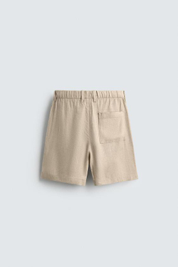 ZARA ШОРТЫ RELAXED FIT ИЗ ЛЬНА И ВИСКОЗЫ, ПЕСОЧНЫЙ