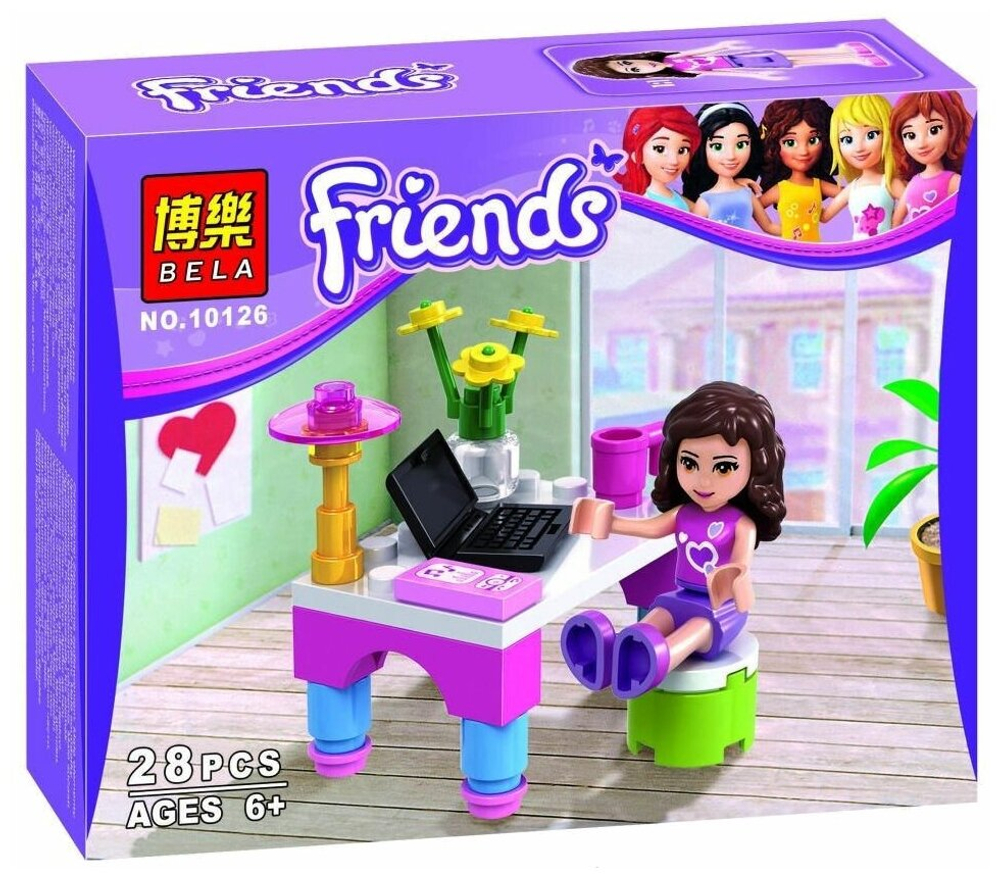 Конструктор Friends 10126 "Столик Оливии", 28 деталей.