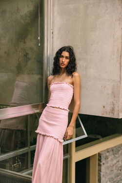 ZARA ТРИКОТАЖНЫЙ ТОП-БАНДО, РОЗОВЫЙ