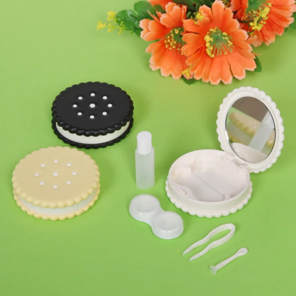 Набор для контактных линз, в футляре, 4 предмета, Печенье цвет микс