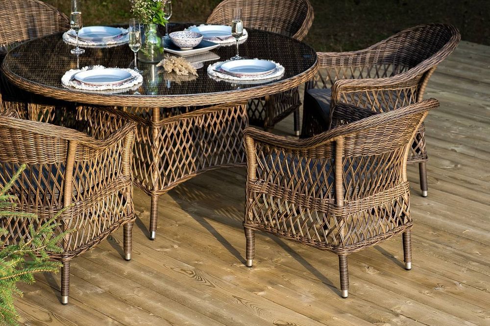 "Эспрессо-150 S" обеденная группа плетеная, цвет коричневый