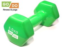 Гантель GO DO в виниловой оболочке. Вес 5  кг.  (Зеленый)