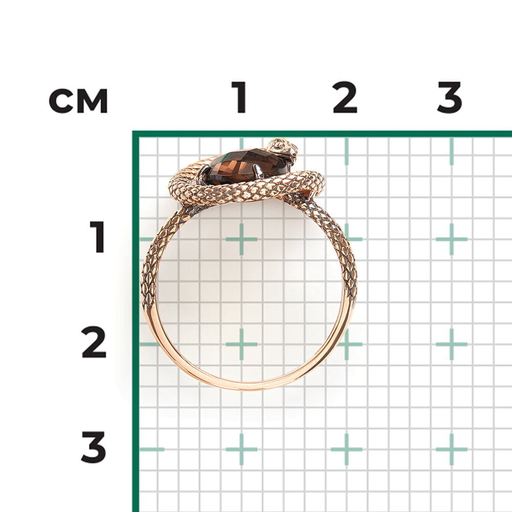Кольцо «Искушение» из красного золота с кварцем дымчатым