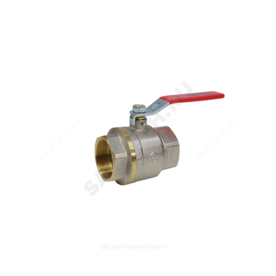 Кран шаровой латунь никель 1001 Euro Ду 80 Ру10 ВР полнопроходной рычаг красный Aquasfera 1001-08
