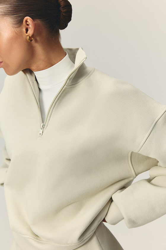 Свитшот на короткой молнии Слоновая кость