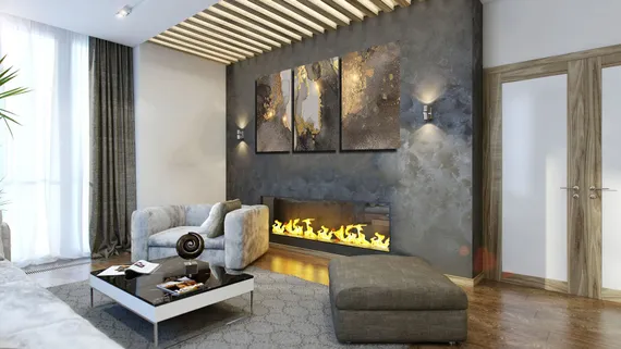 Модульная картина "Серый и золотой мрамор"