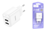 Сетевая зарядка 2-USB 2.4А Hoco C141A Белый