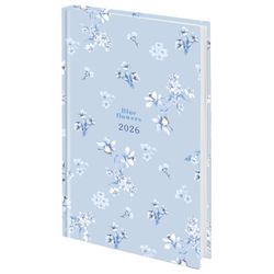 Ежедневник датированный 2026 145х215 мм А5 STAFF "Blue Flowers" (117316)