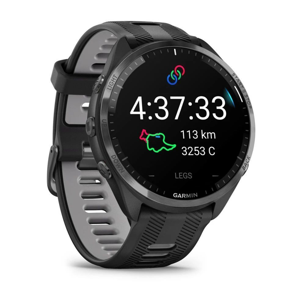 Часы Garmin FORERUNNER 965 черные, темно-серый DLC титановый безель, черный браслет, 010-02809-10. Товар уцененный