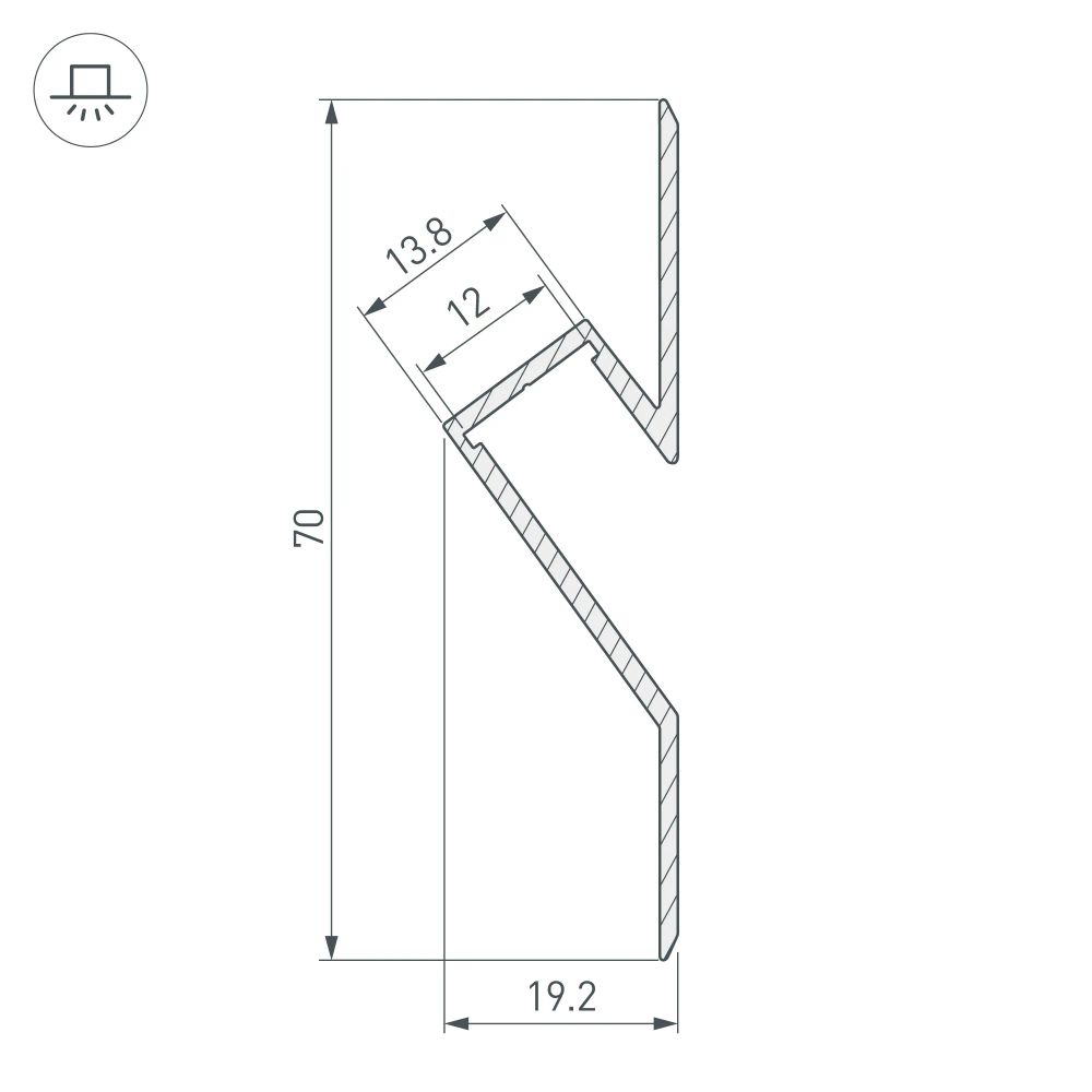 Профиль ARH-DECORE-S12-CAVE-F-2000 ANOD (Arlight, Алюминий) 023902