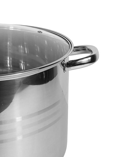 Кастрюля 15,5 л. из нержавеющей стали Kamille KM 5406 со стеклянной крышкой