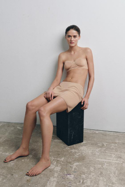 ZARA МИНИ-ЮБКА-ЧЕХОЛ, ТЕЛЕСНО-РОЗОВЫЙ