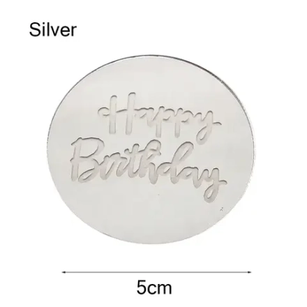 Медальон круглый Happy Birthday серебро, 1 шт
