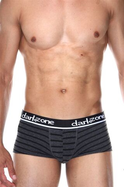 Темно-серые хлопковые трусы-хипсы в полоску (Размер: L) (Цвет: темно-серый)