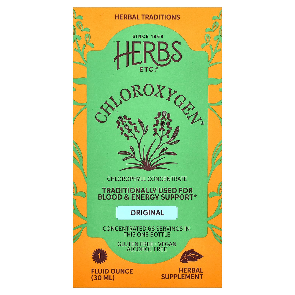Herbs Etc., ChlorOxygen®, концентрат хлорофилла, оригинальный, без спирта, 30 мл (1 жидк. унция)
