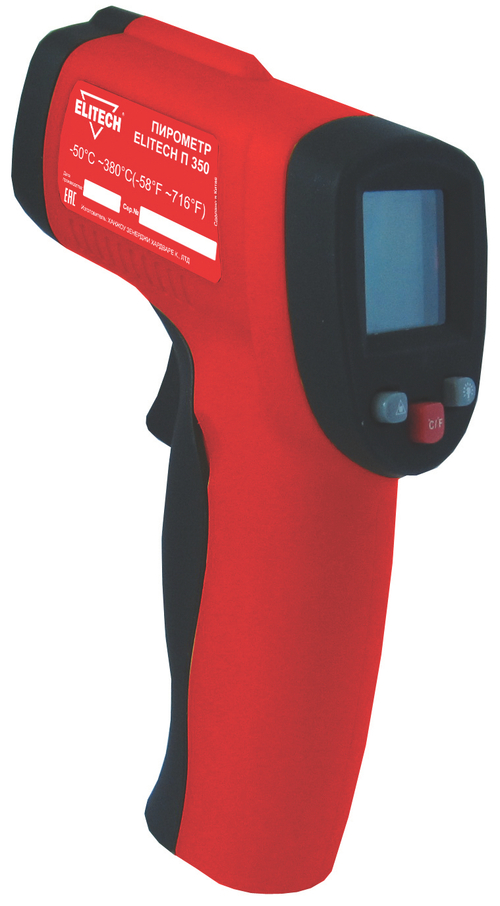 Пирометр ELITECH П 350 (от-50 до+380град,9В батарея, лазер, ЖК дисплей
