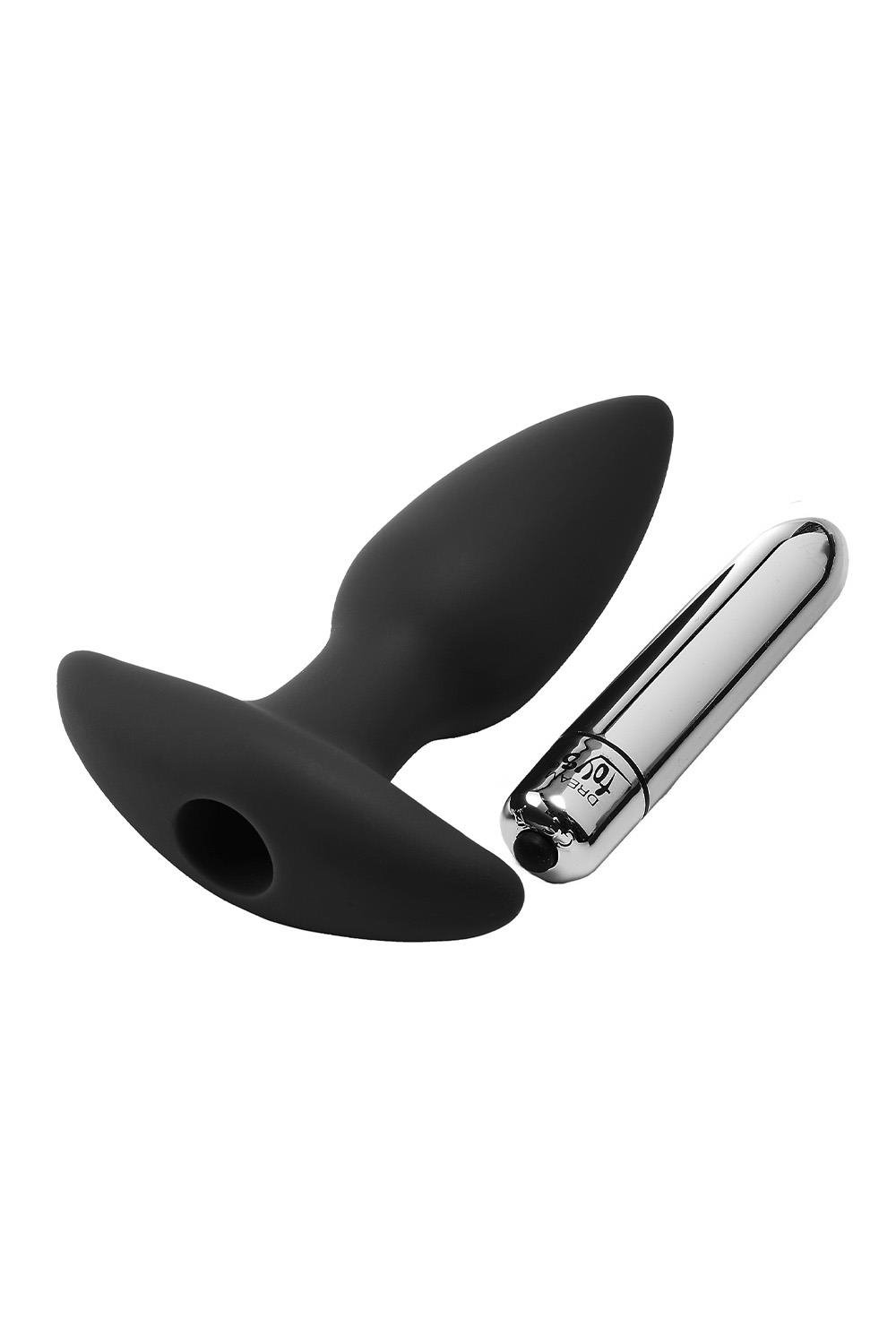 Черная анальная вибропробка FantASStic Vibrating Plug - 14 см. (Цвет: черный)