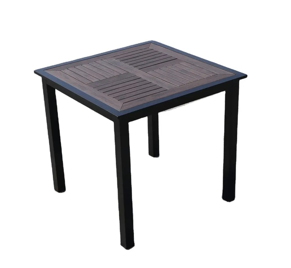 Алюминиевый квадратный стол  80*80 ПОЛИВУД-1 "POLYWOOD-1" цвет каштан арт.1024