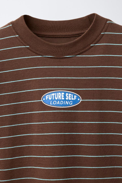 ZARA ФУТБОЛКА В ПОЛОСКУ С ПРИНТОМ, ПОЛОСКИ