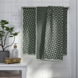 IKEA ÄNGSNEJLIKA  (ИКЕА ÄНГСНЕЙЛИКА)  -  Полотенце банное, серое/зеленое, 70x140 см