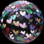Шар Сфера 3D, Множество сердец, Прозрачный, Кристалл.