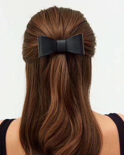 Бант-бабочка из черной кожи XS