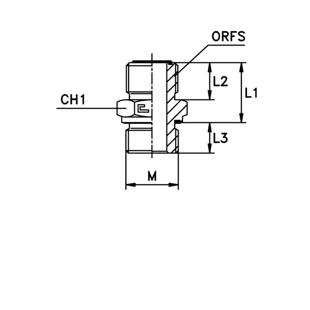 Штуцер FE ORFS 1" D14-15-16 M22x1.5