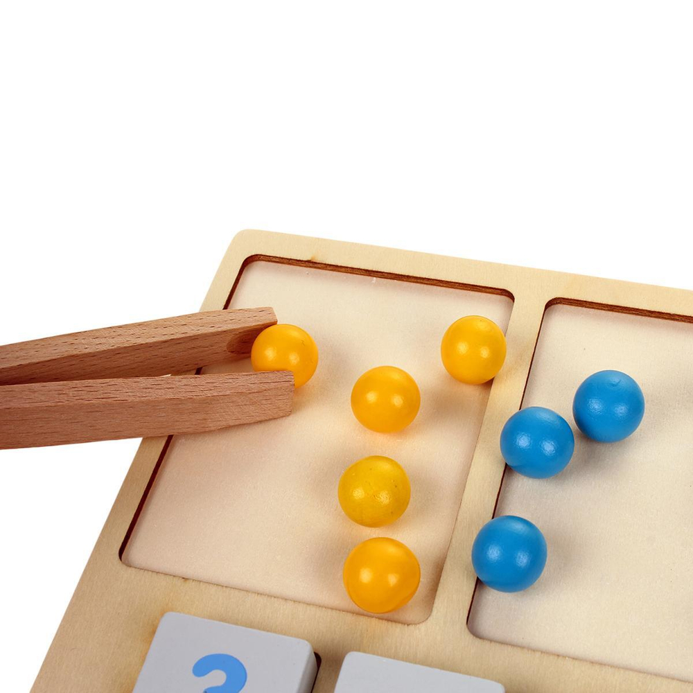 Развивающая игрушка деревянная Шарики (сортировка + примеры), коробка C-41667