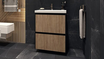 Тумба подвесная VELVEX Klaufs 60.2Y-617.217 с раковиной Cersanit COMO 60