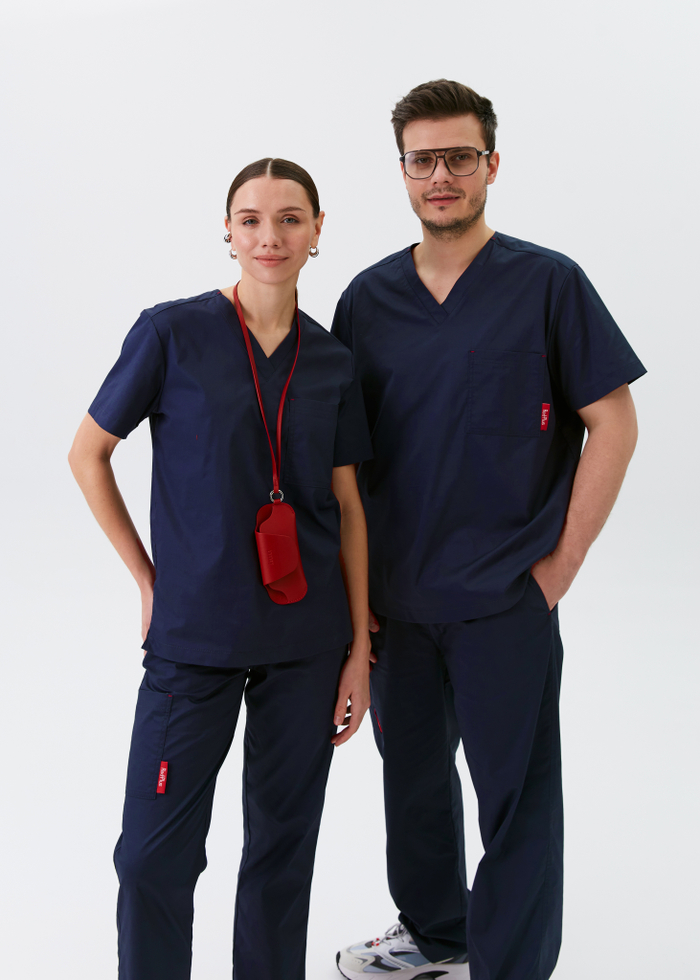 Топ медицинский унисекс Ред Бейс, нэви хлопок