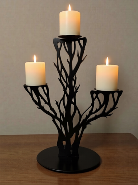 Подсвечник для свечей "Дерево" - 3 свечи (черный)
