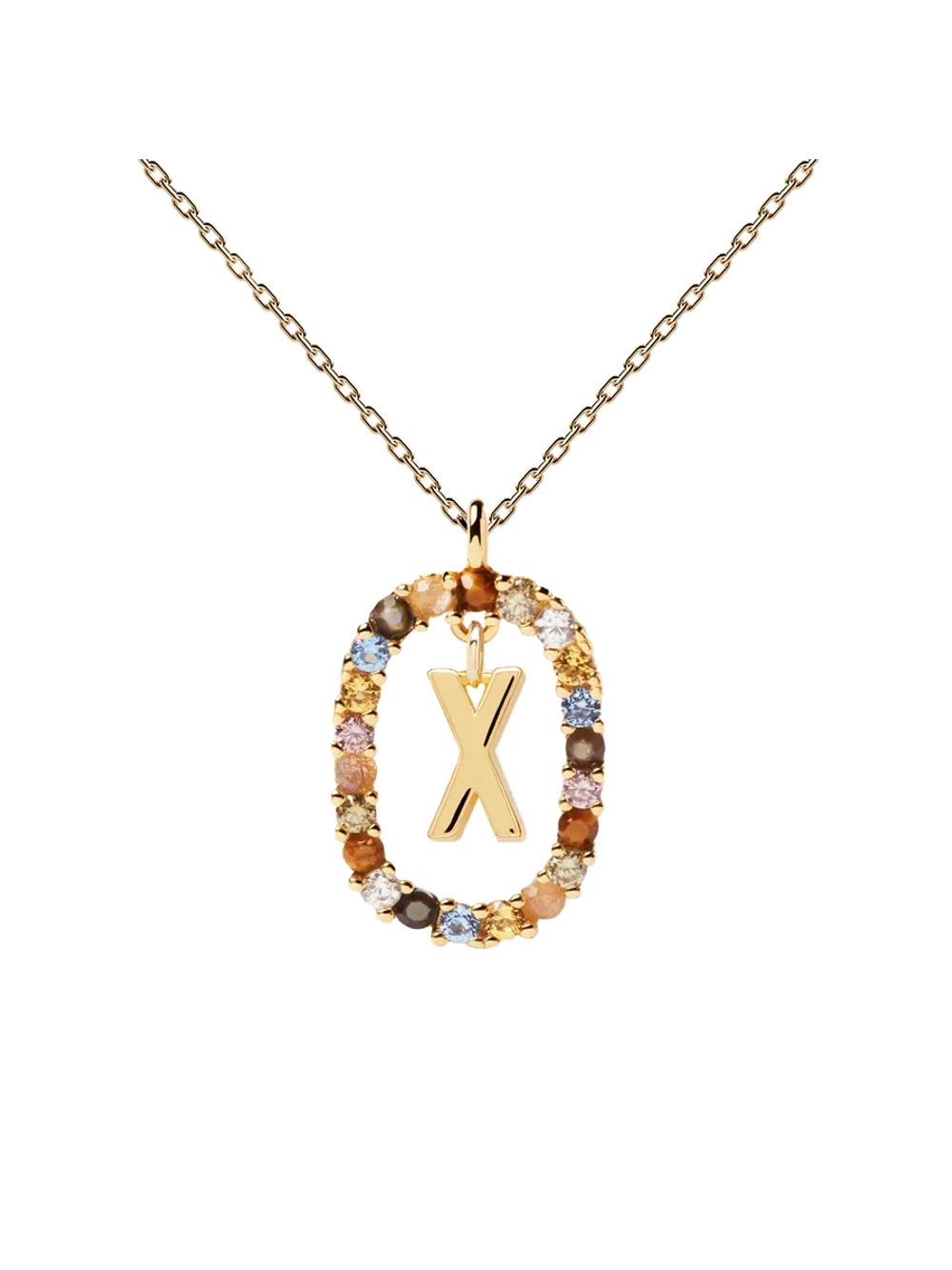 Колье Буква X серебро 925 пробы покрытое золотом