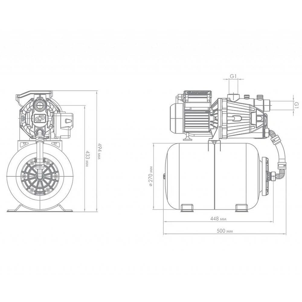 Насосная станция Джамбо 60/35 П-24 (2.0) (бак 24 л, 0,62 кВт, 60 л/мин, напор 35 м) ДЖИЛЕКС