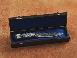 Якутский нож "Амга", сталь Х12МФ, рукоять черный мореный граб / орнамент