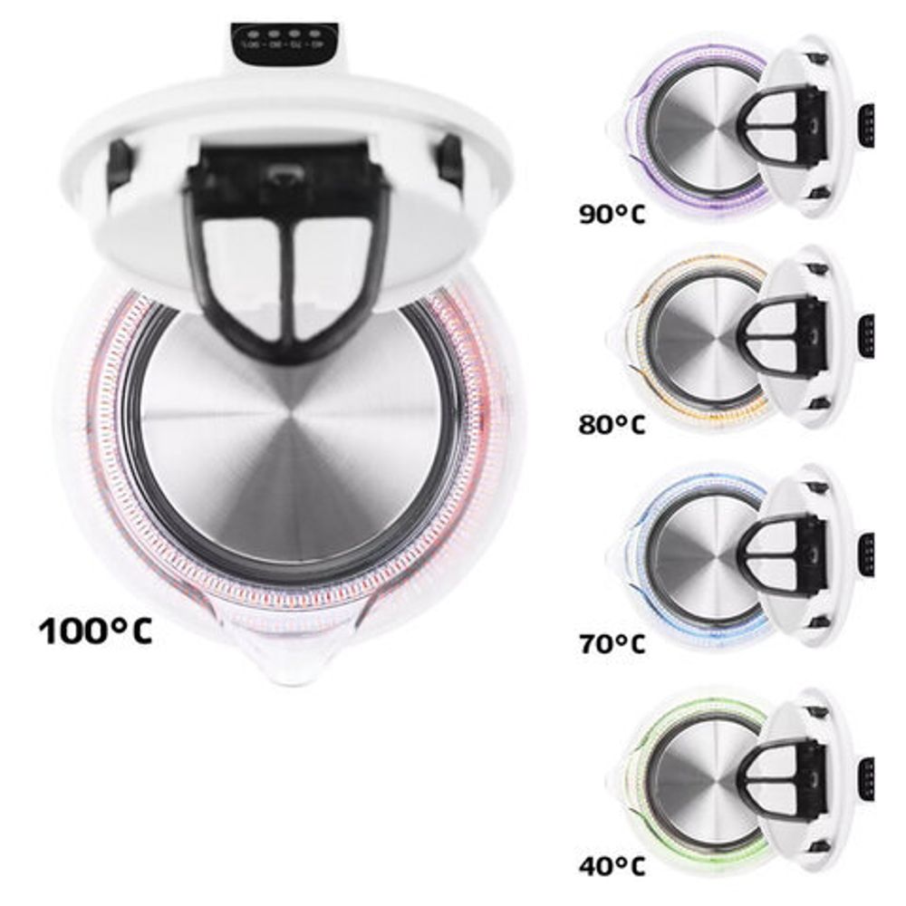 Чайник KITFORT КТ-640-3, 1,7 л, 2200 Вт, закрытый нагревательный элемент, ТЕРМОРЕГУЛЯТОР, стекло, серый