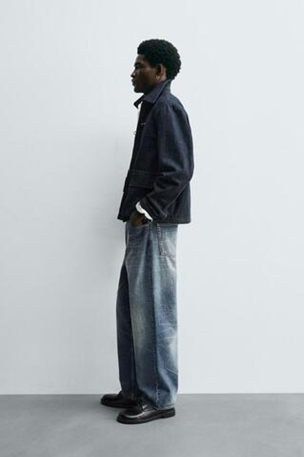 ZARA ДЖИНСОВАЯ КУРТКА С ЗАСТЕЖКОЙ-ТОГГЛ, ИНДИГО