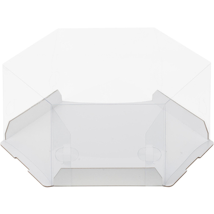 Упаковка для торта "Шестигранник" с прозрачным куполом 24*24*12 см (белая)