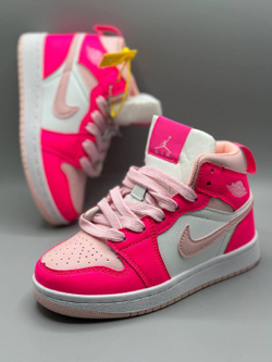 Детские высокие кожаные кроссовки Nike Air Jordan 1