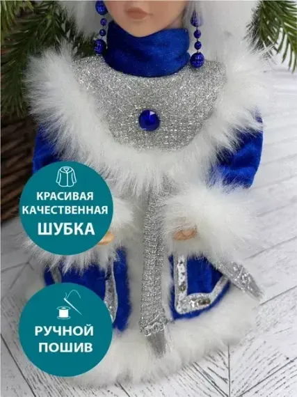 Снегурочка Русская Краса в синей с серебром шубе и шапке 30 см., Christmas DeLuxe (84667)