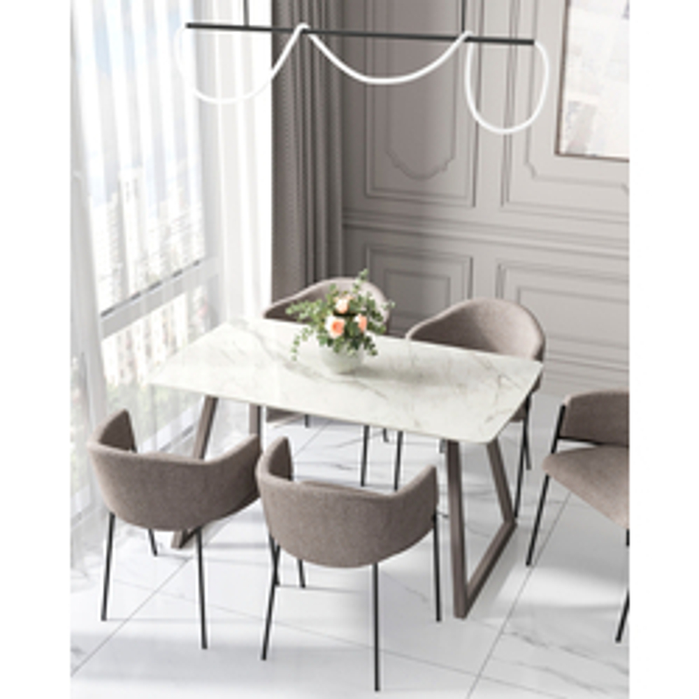 Стол обеденный Vermont 140*80 см керамика белая ножки серые