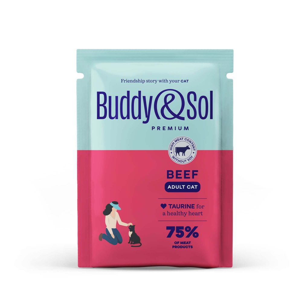 Паучи Buddy&amp;Sol PREMIUM ADULT для взрослых кошек телятина в соусе 85 г