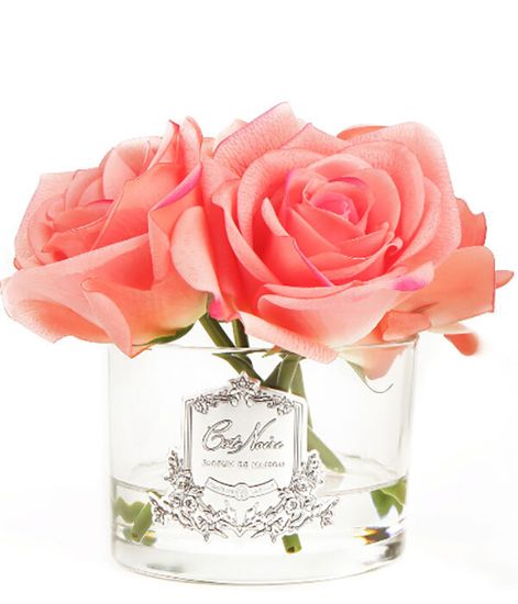 Букет из 5 коралловых роз в прозрачной вазе, Cote Noire